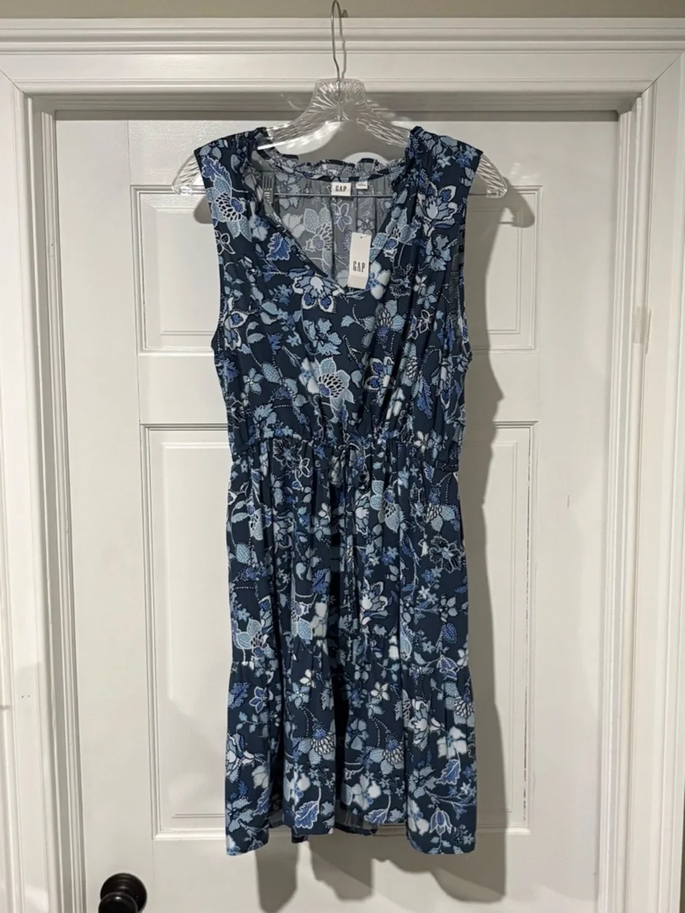 gap floral midi dress New Gap Women Brown Floral Midi Dress Sz S Cotton V-neck Sleeveless Tie  Waist